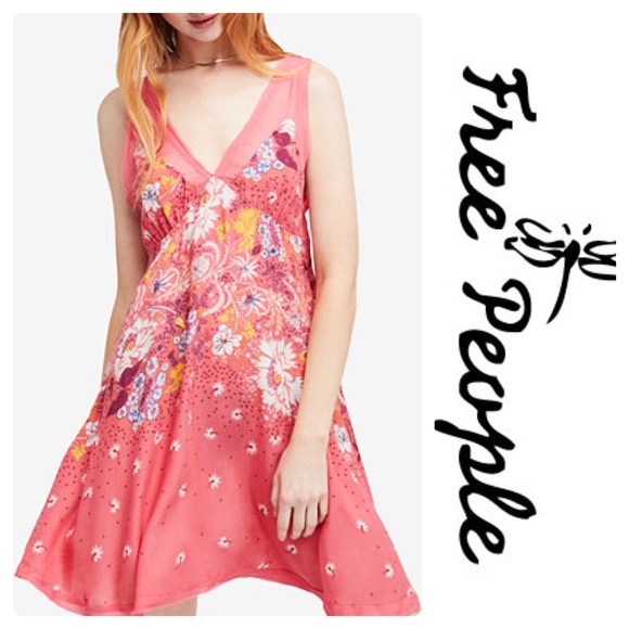 Free People Dresses & Skirts - Free People Longwood Printed Slip Dress Grapefruit